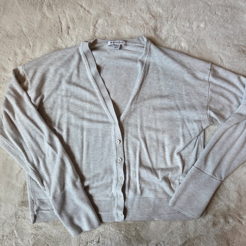 Athleta Light Gray Cardigan Sweater
